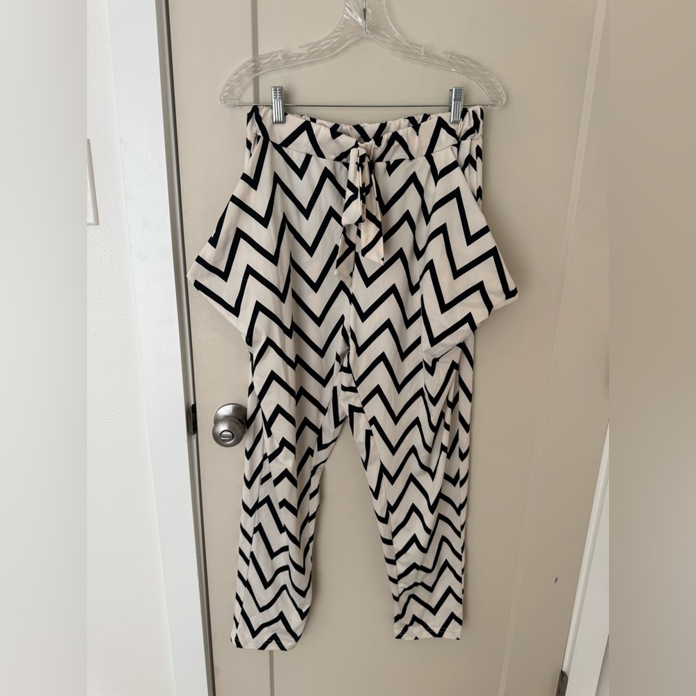 Ya Los Angeles Black and White Chevron Track Pants